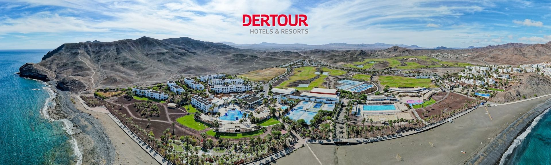 Blick auf das Playitas Resort auf Fuerteventura, Spanien