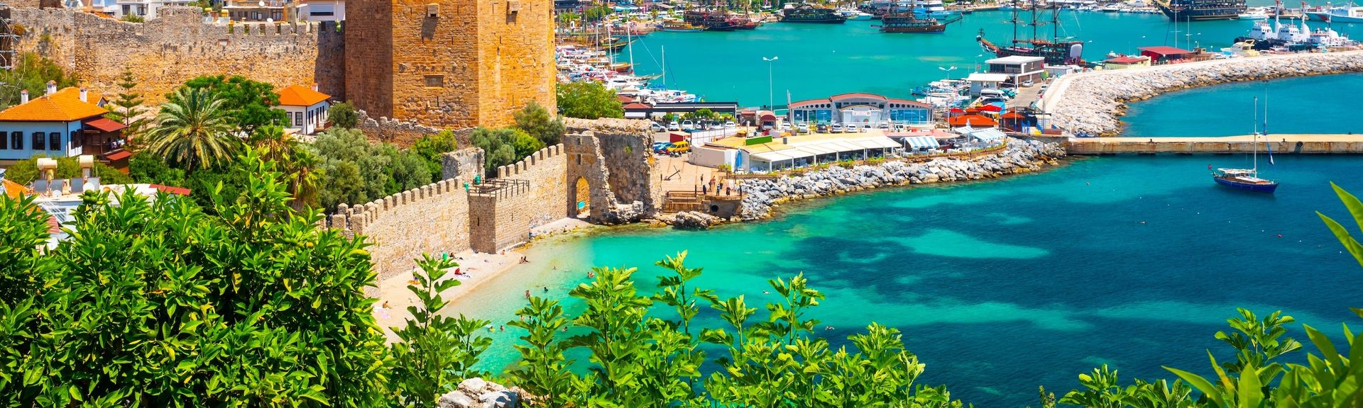 Blick auf den Hafen von Alanya, Türkei
