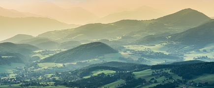 Blick vom Schöckl über die Region Graz, Österreich