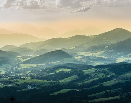 Blick vom Schöckl über die Region Graz, Österreich
