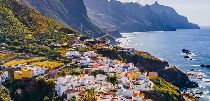 Blick auf die Küste von Teneriffa, Kanaren, Spanien
