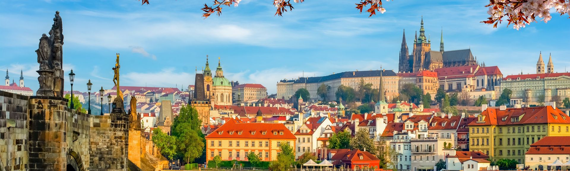 Blick auf die Prager Burg im Frühling